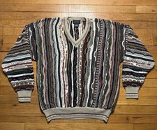 Vintage Conte di Milano Coogi Style 3D Knit V Neck Sweater Size Large