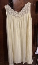 VTG Shadowline Light Yellow Chiffon with Lace Nightgown