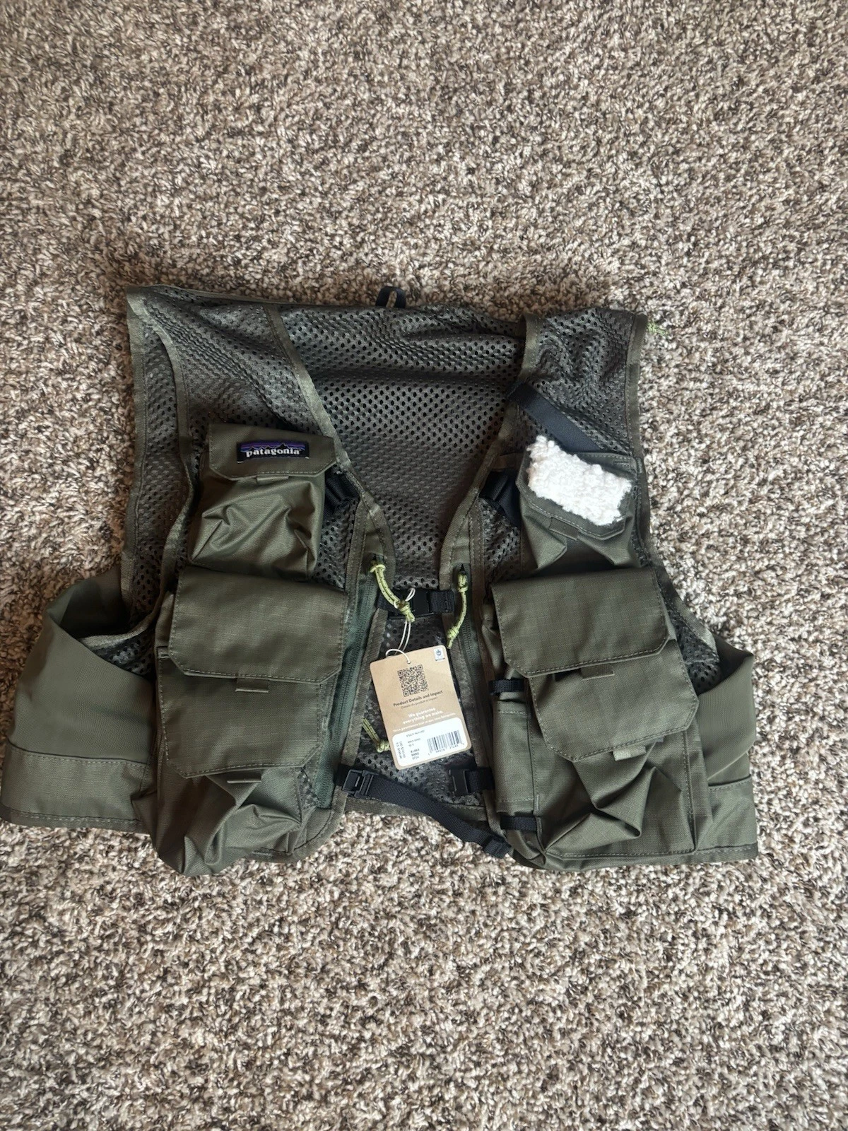 PATAGONIA Stealth Fly-Fishing Cargo Pack Vest Mens Xs/S Green Photography