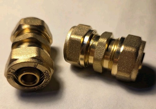 2 Stück - 1/2" PEX-AL-PEX Klemmverschraubungen Messing Kupplung Fittinge - Sanitär HVAC