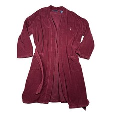 Polo Ralph Lauren Terry Cloth Robe Mens L XL Burgundy Cotton Spa Bath Robe