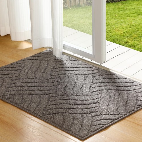 Indoor Door Mat 24"x36" Non-Slip Front Door Mat Low-Profile Entrance Knot Str...