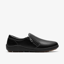 Image of Clarks Womens Bryianne Ashly Black Leather Slip Ons Leather Casual