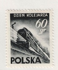 Poland Railroad Train Locomotive stamp 1955 MLH PL