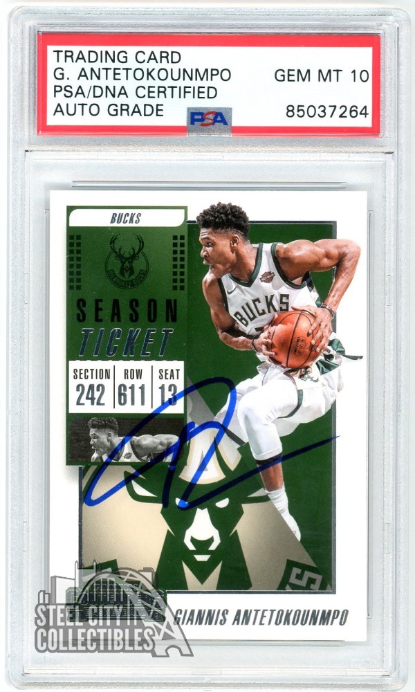 Giannis Antetokounmpo 2018-19 Panini Contenders Autograph Card #11 PSA/DNA 10