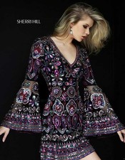 Sherri Hill Rhinestone Boho Dress, Size 4