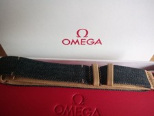 Omega Watch Strap Blue Brushed Steel Denim Railmaster 20mm Boxed + Case + Card