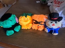 Set Of 4 Halloween Puffkins-Stitch-Trick-Patches And The Pumkin