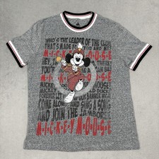 Disney Parks Mickey Mouse Ringer T Shirt Men  s Medium Gray Stripe