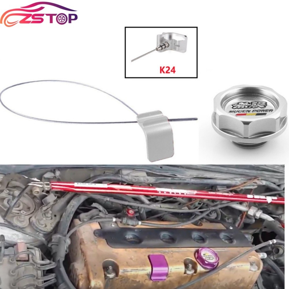 Silver K24 K Series Oil Filler Cap Cover +Oil Dipstick For Honda Civic for Acura