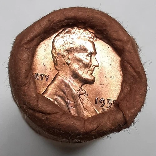 1955-S BU Wheat Cent Roll-- Original Bank Wrapped--OBW!