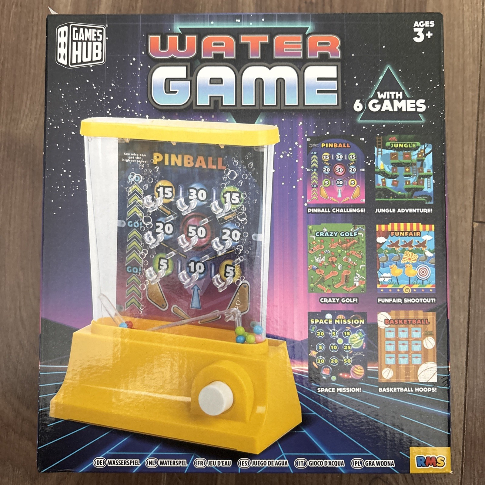 Water Game 6 Themed Cards Pinball Jungle Golf Funfair Space Mission Kids Toy Fun