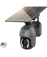 Solar Cellular Security Camera Wireless Outdoor 5MP 4G LTE with 10X Optical Zoom