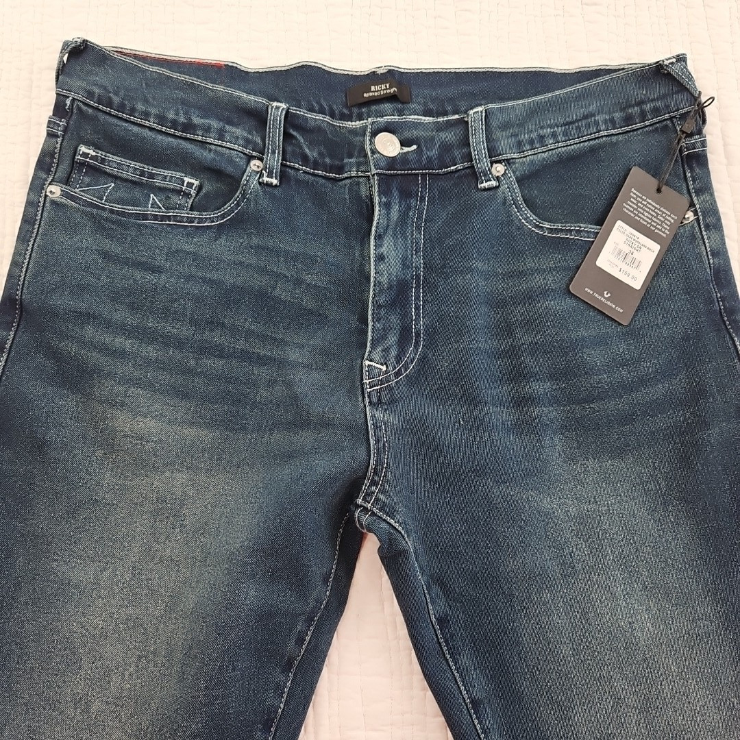 True Religion Ricky Jeans Men's 36x34 Med Wash Relaxed Straight Leg NEW NWT thumbnail 8