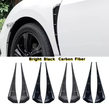 Universal Car Side Fender Vent Trim Pair ABS Black Easy Install Exterior