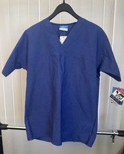 NWT Crest Unisex Blue V-Neck Scrub Top Size Small