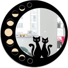 Gothic Moon Cat Mirror - Gothic Wall Art, Vintage Home Decor, Hanging Mirror fo