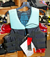 NEW Slippery Adult Large Life Jacket Vest Aqua/Black MSRP 49.99