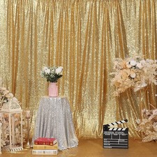 Gold Sequin Backdrop Photography Curtain Party Decoration Background 5x7FT