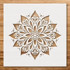 Intricate Floral Design with Symmetrical Shapes Wall Art Reusable Stencil - S  
