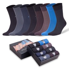 8 Pairs Men  s Bamboo Rayon Dress Socks Soft Breathable Crew Gift Box Size 8-11.5