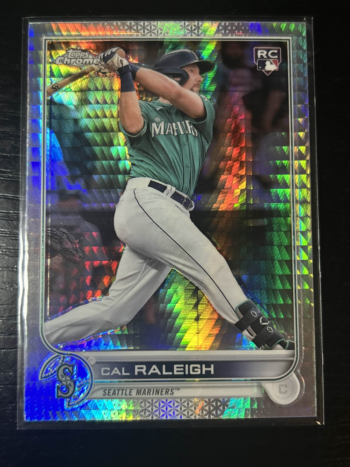 Cal Raleigh 2022 Topps Chrome #149 Prism Refractor SP Rookie RC Mariners
