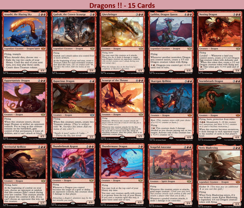 DRAGONS !! 15x Cards Mono Red Set Lot - Magic Bundle - NM MTG Commander EDH Deck