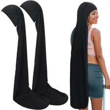 2 Pcs Jumbo Black Dreadlock Cap Hair Dreads Head Wrap Loc Wraps for Dreads