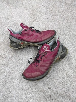 Salomon Shoes Womens Size 8 Burgundy Supercross Trail Running Gore-Tex Quicklace