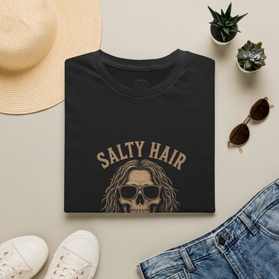 Salty Hair Don't Care Skull T-Shirt | Day of the Dead Tropical Retro Vintage Tee