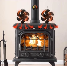 Wood Stove Fan, 6 Blade Fireplace Fan for Wood Burning Stove, Heat Powered fan