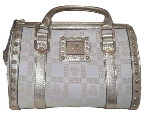 Versace Women's Handbag – Gold Greek Key Pattern – Medusa Logo
