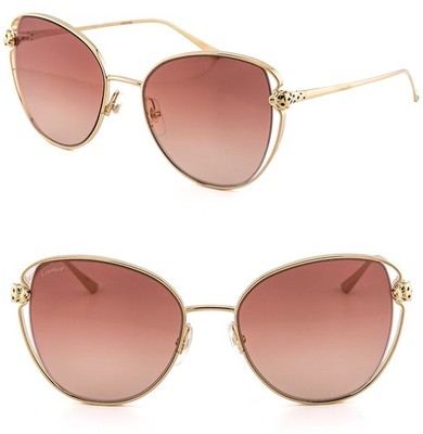CARTIER PANTHERE Head CT0236 Gold Red Mirrored Butterfly Sunglasses 0236