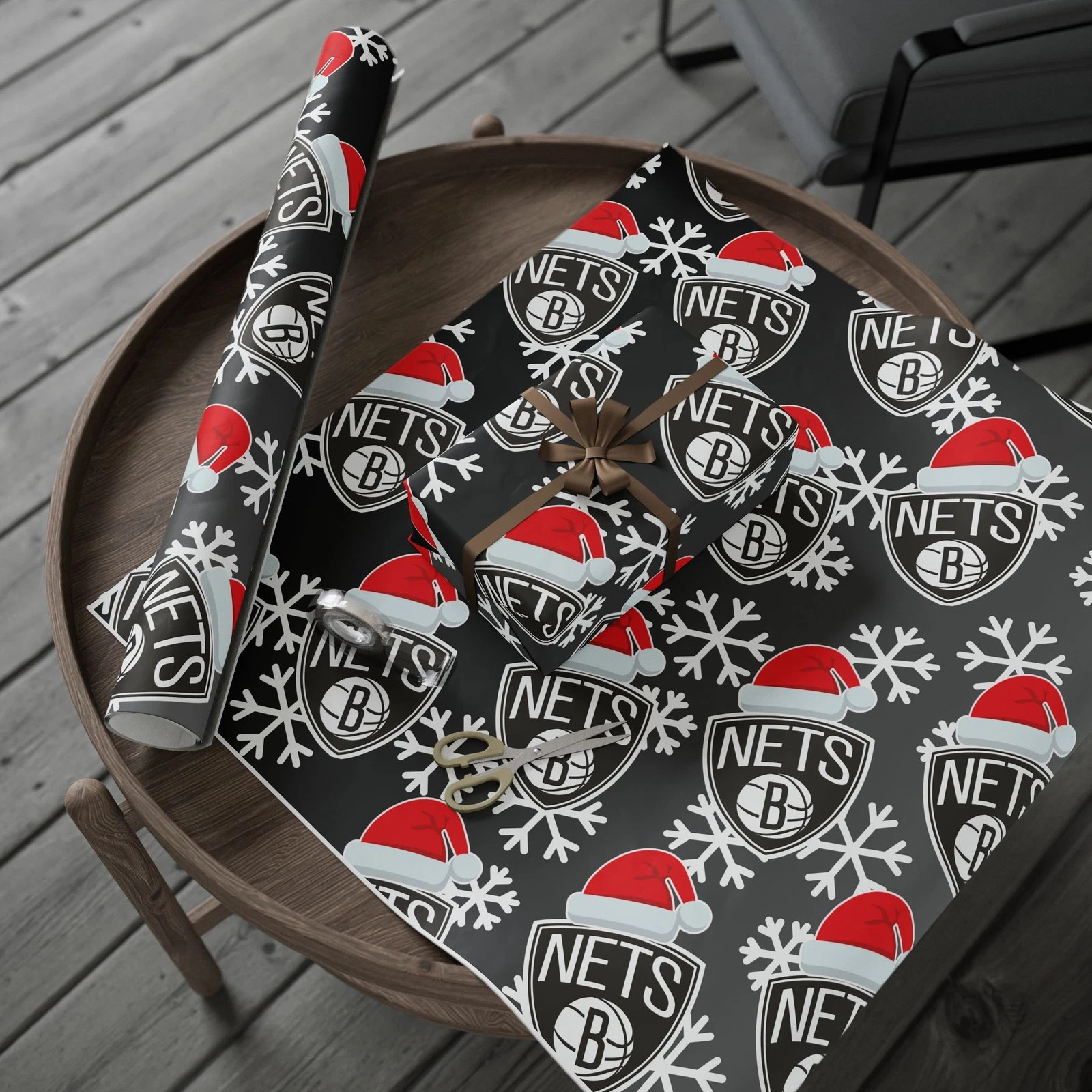 Brooklyn Nets Gift Wrap for Holidays, Christmas Basketball Wrapping Paper