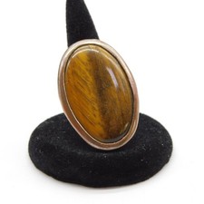 Vintage Oval Tiger's Eye Stone Ring Size 6.5