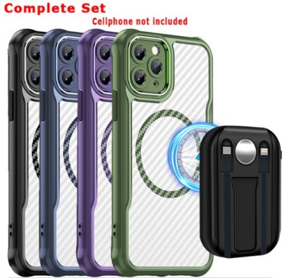 Heavy-Duty Carbon Fiber magnetic case cordless mobile power bank f iPhone 11 Pro