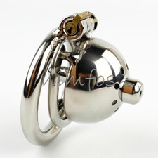 Stainless Steel Small Male Chastity Cage with Removable Tube Sounds Spiked Ring