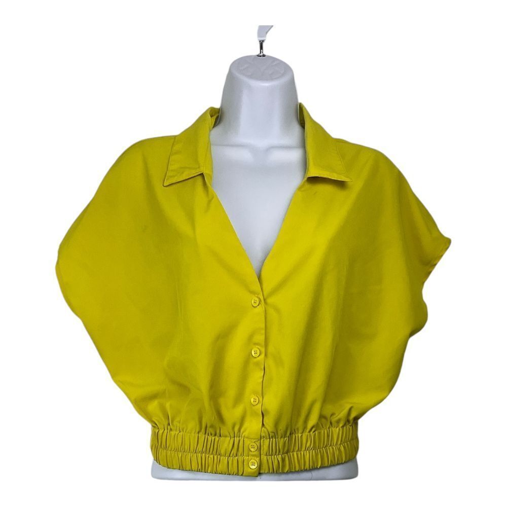 Vintage Milk & Honey Womens Button Down Cropped Top Size L Retro Y2k Oversized