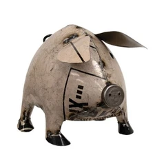 NEW PRIMITIVE PIG RECYCLED METAL 7.25"T x 10"W x 7"D Aged Rustic FARMHOUSE