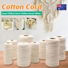 2/3/4MM Macrame Rope Natural Beige Cotton Twisted Cord Artisan Hand Craft AU