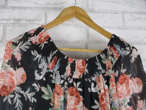 Forever New womens off shoulder dress black pink grey floral print 8 - Picture 11 of 12