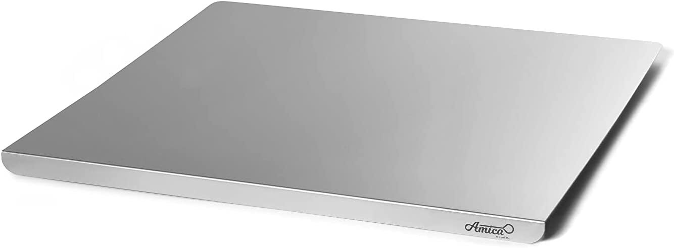 GI.METAL Spianatoia Tagliere in acciaio cm 50x50 con antiscivolo e bordo spess 1