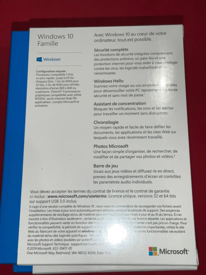 Microsoft Windows 10 FAMILY Home Edition French HAJ-00059 NEW SEALED RETAIL✅❤️️ - Image 3 of 3