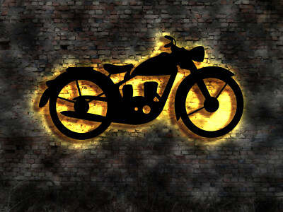 LED Wall Art GDR Motorcycle Ossi Ostalgia Vehicle Sign Scooter Vintage Bike