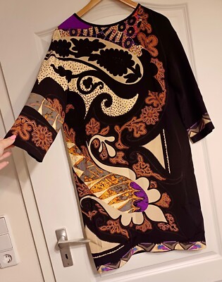 NEUWERTIG ! DAMEN KLEID ETRO MILANO ITALY 100 % SEIDE MUSTER IT42 DE 36 38