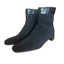 Stuart Weitzman Black Gore-tex Ankle Boots Chelsea Bootie Leather Trim Sz 7.5 M