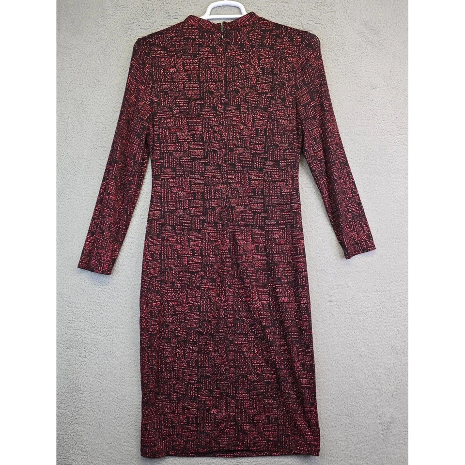 Vestido ajustado INC para mujer 10 negro geométrico metálico brillo fiesta cóctel midi Foto 2 de 4