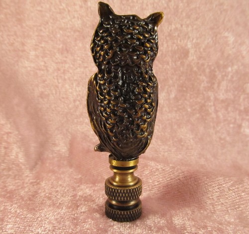 Detailed HOOT OWL LAMP FINIAL for old antique shade or lampshade, rustic cabin - 第 3/6 張圖片