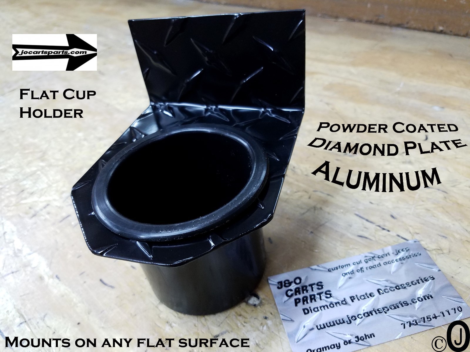 Flat Cup holder powder Coat Diamond plate fits jeepsgolf cartsboats
