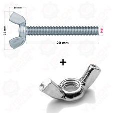 Butterfly Wing Bolts + Wing Nuts Screws Thumb Screws M6 Wing Bolts BZP